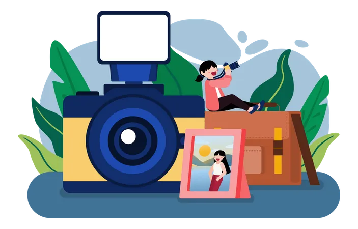 Woman clicking picture  Illustration