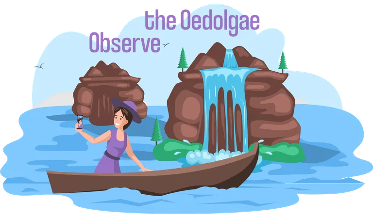 Woman clicking pictures at Observe the Oedolgae  Illustration