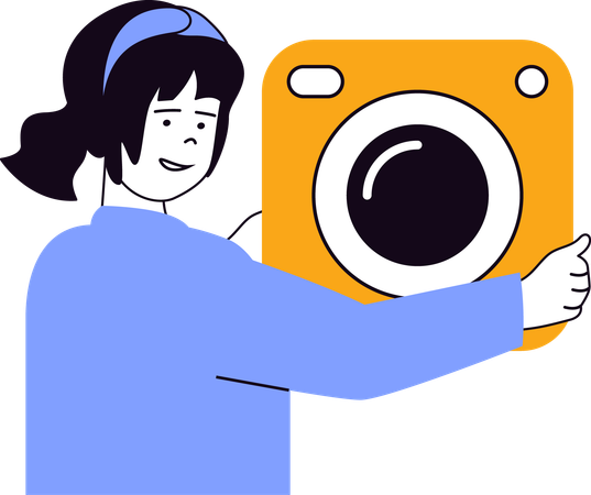 Woman clicking pictures on trip  Illustration