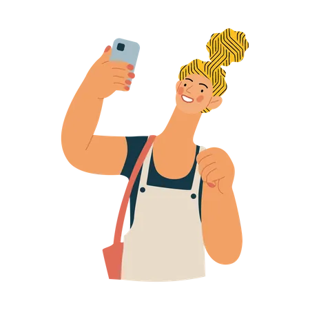 Woman clicking selfie  Illustration