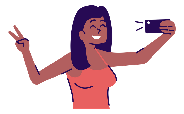 Woman Clicking Selfie Photo  Illustration
