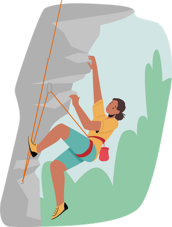 Woman climb up the mountain Illustration