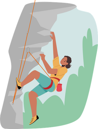 Woman climb up the mountain  Illustration