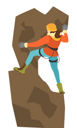 Woman climbing mountain Illustration