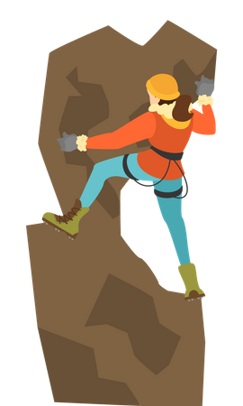 Woman climbing mountain  Illustration