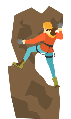 Woman climbing mountain  Illustration