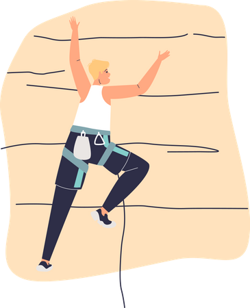 Woman climbing wall Illustration