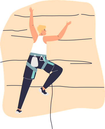 Woman climbing wall  Illustration