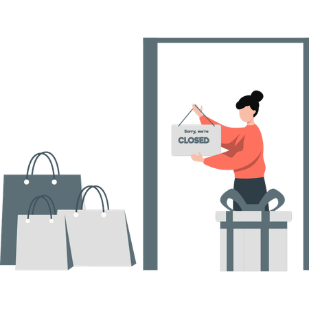 Woman closing online shopping  Illustration