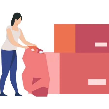 Woman collecting donations in bag  Illustration