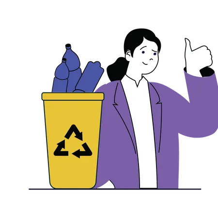 Woman collecting waste  Illustration