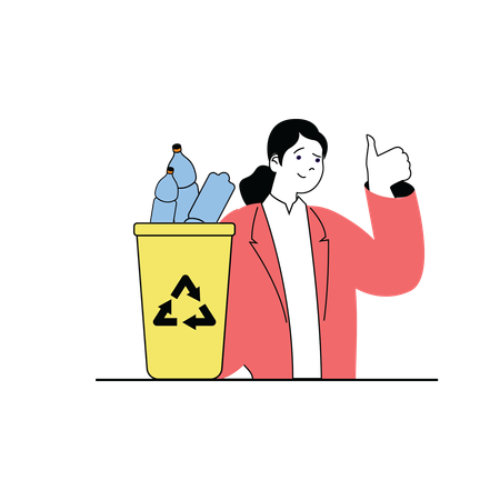 Woman collecting waste  イラスト