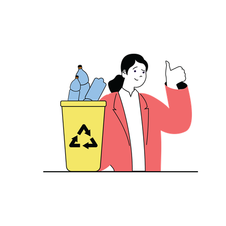 Woman collecting waste  Illustration