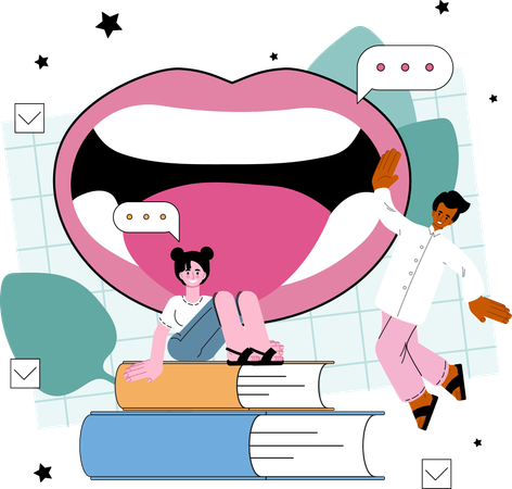 Woman comes for mouth checkup  Illustration