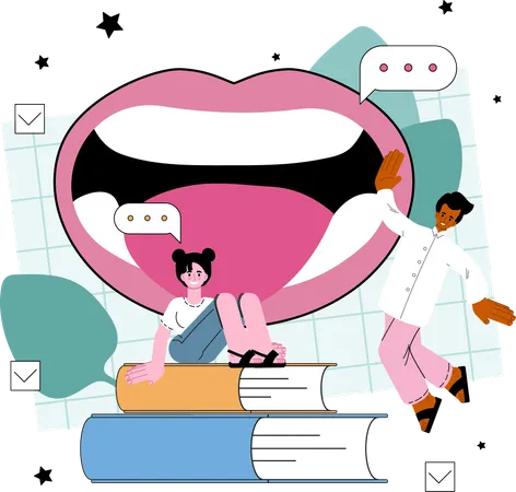 Woman comes for mouth checkup  Illustration