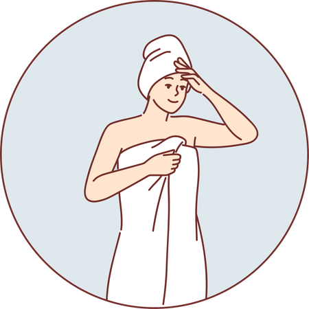 Woman comes out from spa sauna  Illustration
