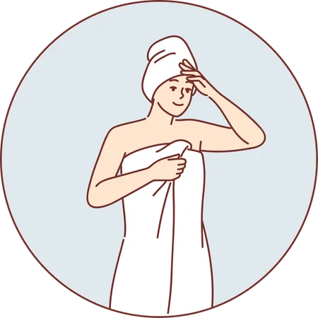 Woman comes out from spa sauna  Illustration