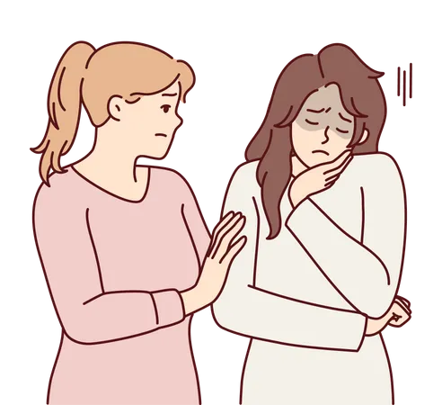 Woman comforting her sad friend  Illustration