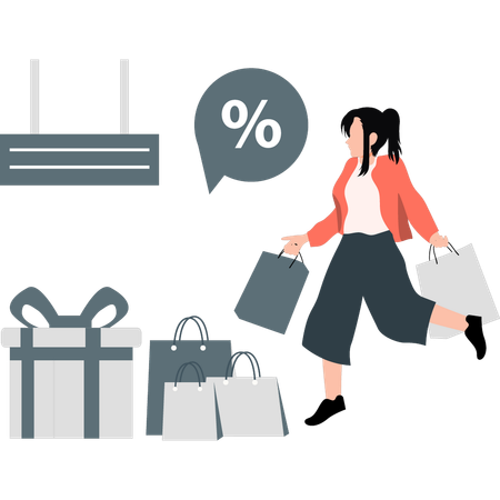 Woman coming from shopping  Illustration