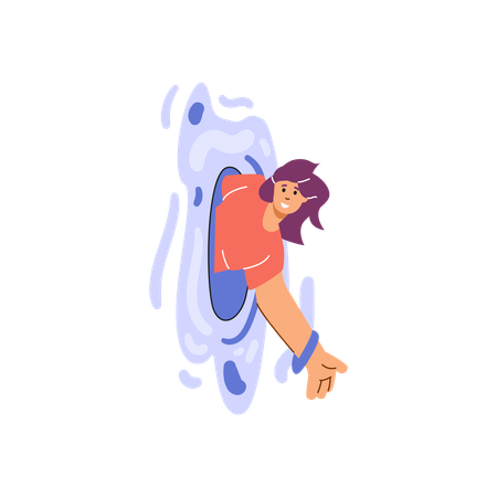 Woman coming out of teleport hatch  Illustration