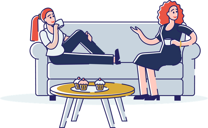 Woman communicating and spending time together Illustration