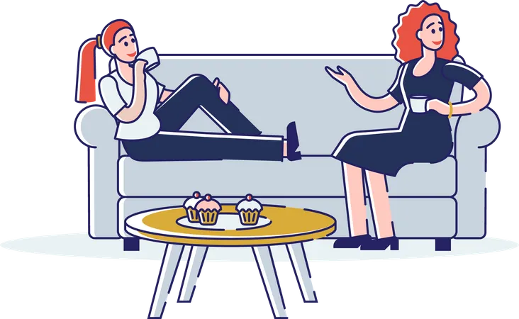 Woman communicating and spending time together  Illustration