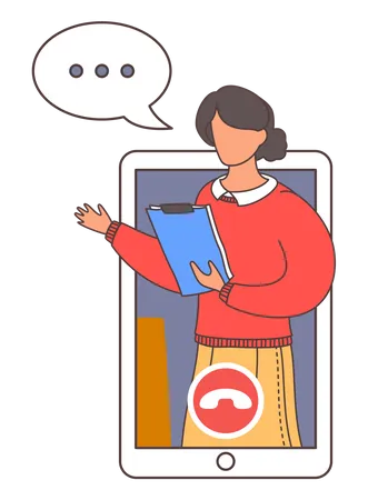 Woman communicating through video conference  Illustration