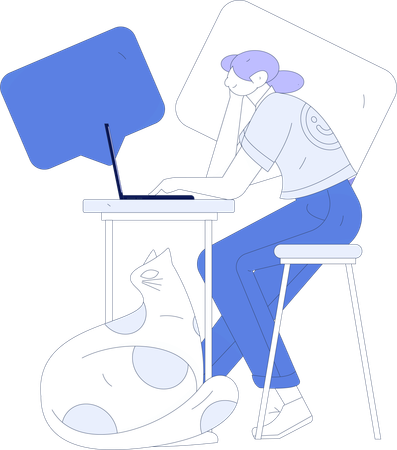 Woman communication on laptop  Illustration