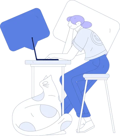 Woman communication on laptop  Illustration