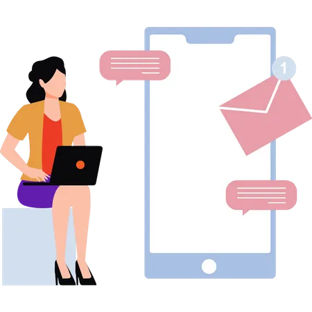 Woman communication on mail  Illustration