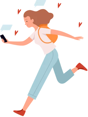 Woman Communication On Mobile  Illustration