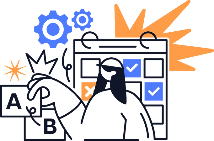 Woman comparing AB testing results  Illustration