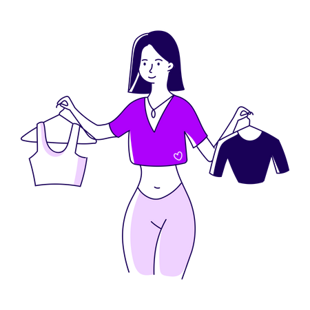 Woman comparing clothes  Illustration