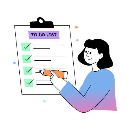 Woman Complete To Do List  Illustration