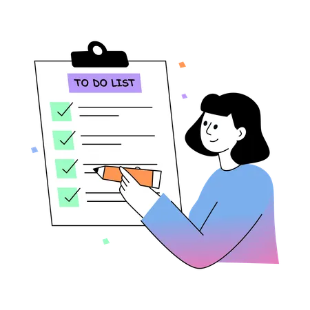 Woman Complete To Do List  Illustration