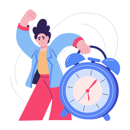 Woman completes her project deadlines  Illustration
