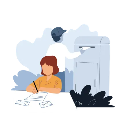 Woman composing email  Illustration
