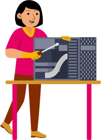 Woman Computer Technician  Illustration