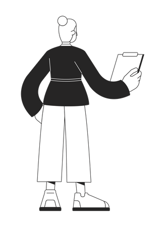 Woman conducting inventory audit  イラスト