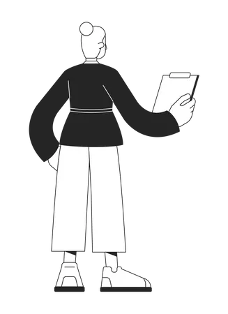 Woman conducting inventory audit  イラスト