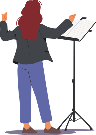 Woman conducting song performance  Illustration