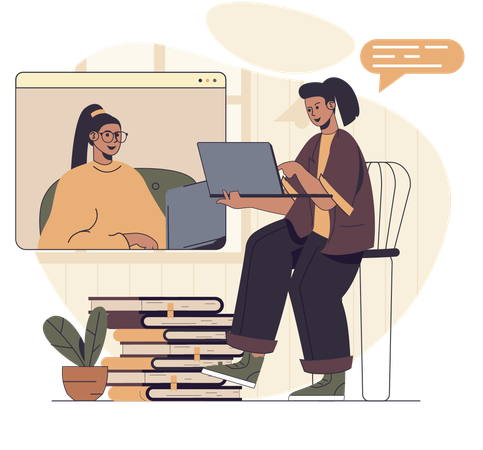 Woman conferencing with employee  Illustration
