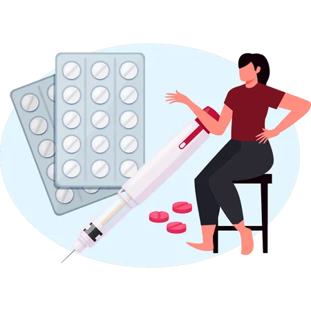 Woman confidently taking fertility drugs  Illustration