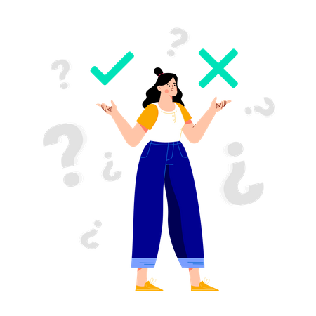 Woman confused about business decision  Illustration