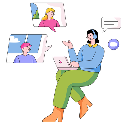 Woman Connect to Everyone  Illustration