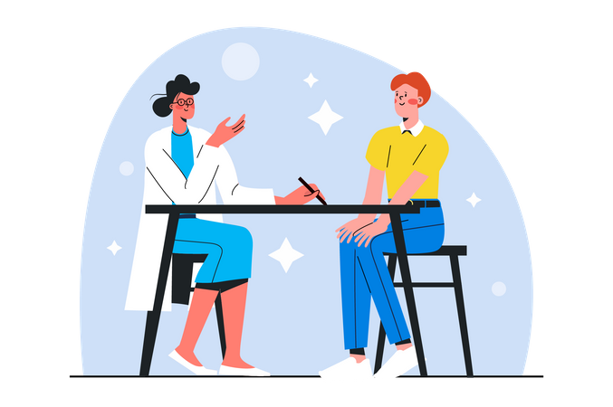 Woman consulting with doctor  Illustration