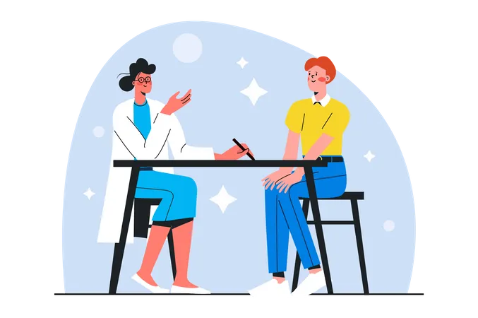 Woman consulting with doctor  Illustration