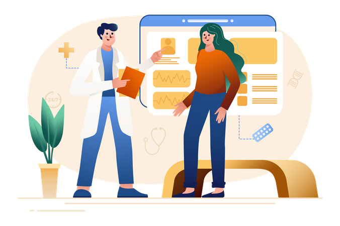 Woman consulting with doctor  Illustration