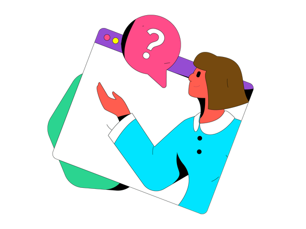 Woman contacts customer care for solving customer doubts  イラスト
