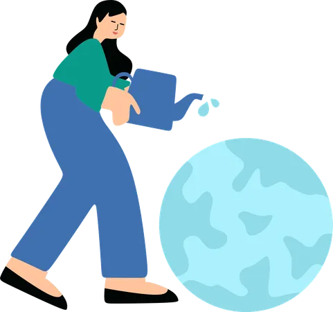 Woman Control Pollution  Illustration